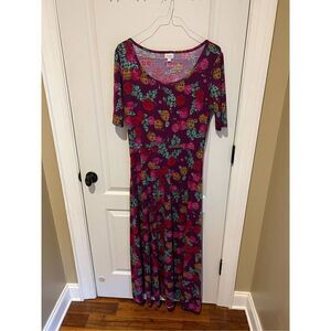 LuLaRoe floral 3/4 sleeve pink Maxi Dress size 2xL